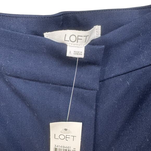 NWT Loft Cuffed Straight Leg Navy Pants Womens 2 - Picture 3 of 6